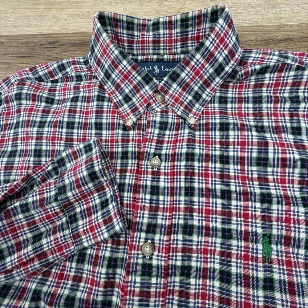 Polo Ralph Lauren Oxford Shirt Men's Size L Multicolor Check Gingham Classic Fit